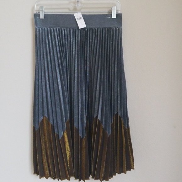 Anthropologie HD Paris Magdalena Skirt Pleated Metallic size S small NWT - Picture 4 of 5